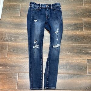 American Eagle Dark Blue Distressed Skinny Jeans